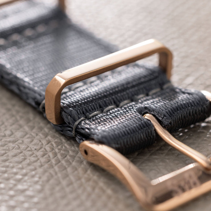 Deluxe Nylon Nato Watch Strap Pure Grey - Rose Gold