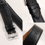 The Wall Street Black Brogue Leather Watch Strap – Jubilee Edition