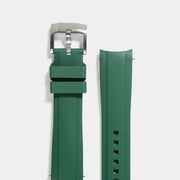 Everest Curved End Green Rubber Strap With Tang Buckle - ONLY For Modern Rolex