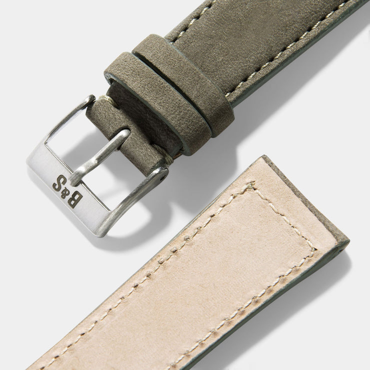 Olive Grey Nubuck Leather Watch Strap