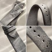 Rugged Grey Leather Watch Strap