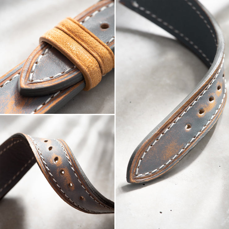 Denim Blue Retro Leather Watch Strap