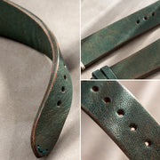 Vintage Green Leather Watch Strap