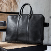 LOUIS VUITTON BLACK EPI PORTE DOCUMENTS VOYAGE