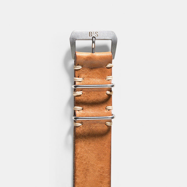 Caramel Brown Nato Leather Watch Strap