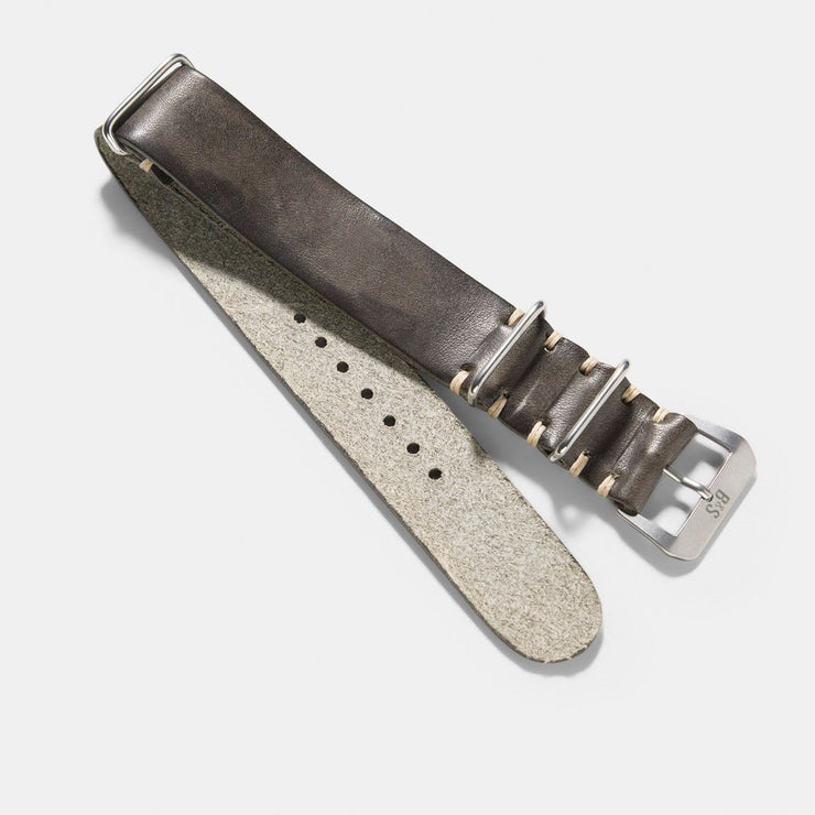 Piombo Grey Nato Leather Watch Strap