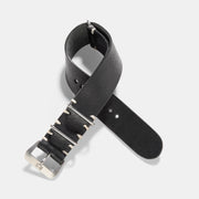 Black Nato Leather Watch Strap