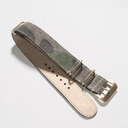 Camo Grey Suede Nato Gold Leather Watch Strap