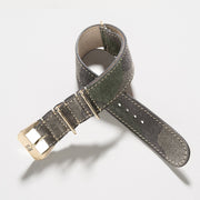 Camo Grey Suede Nato Gold Leather Watch Strap