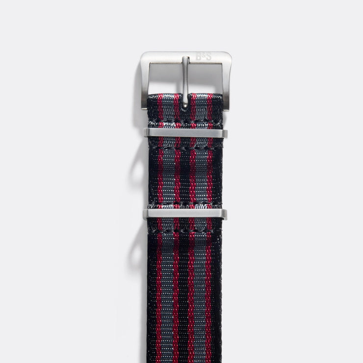 Deluxe Nylon Nato Watch Strap Grey Bordeau