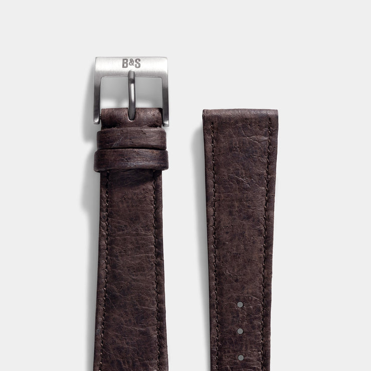 Slim Peccary Dark Brown Leather Watch Strap