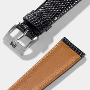 Slim Brilliant Black Lizard Leather Watch Strap