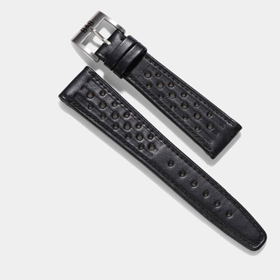 Racing Black Speedy Leather Watch Strap