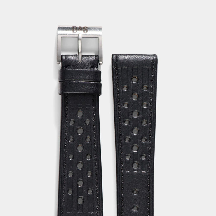 Racing Black Speedy Leather Watch Strap