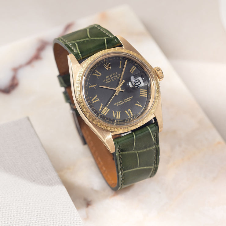 Rolex Datejust Morellis with Premium green Alligator Leather Watch Strap