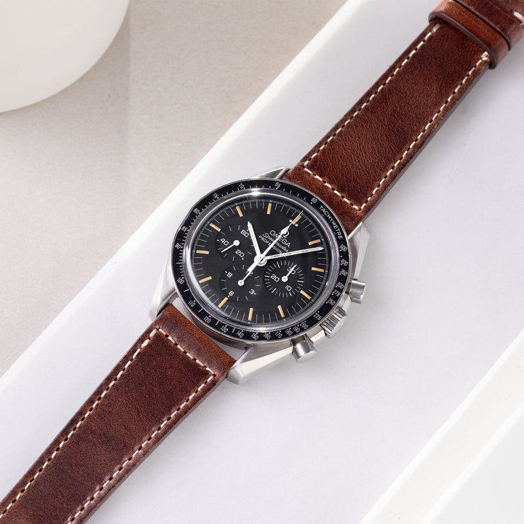 Strap for Omega Speedmaster Professional - Siena Brown Boxed Stitch