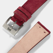 Burgundy Red Silky Suede Leather Watch Strap