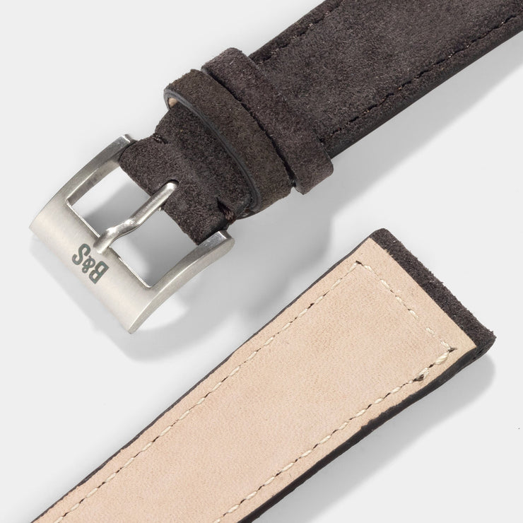 Black Brown Silky Suede Watch Strap