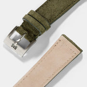 Dark Olive Green Suede Leather Watch Strap