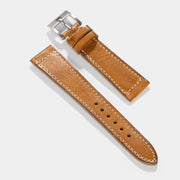 Gilt Brown Leather Watch Strap