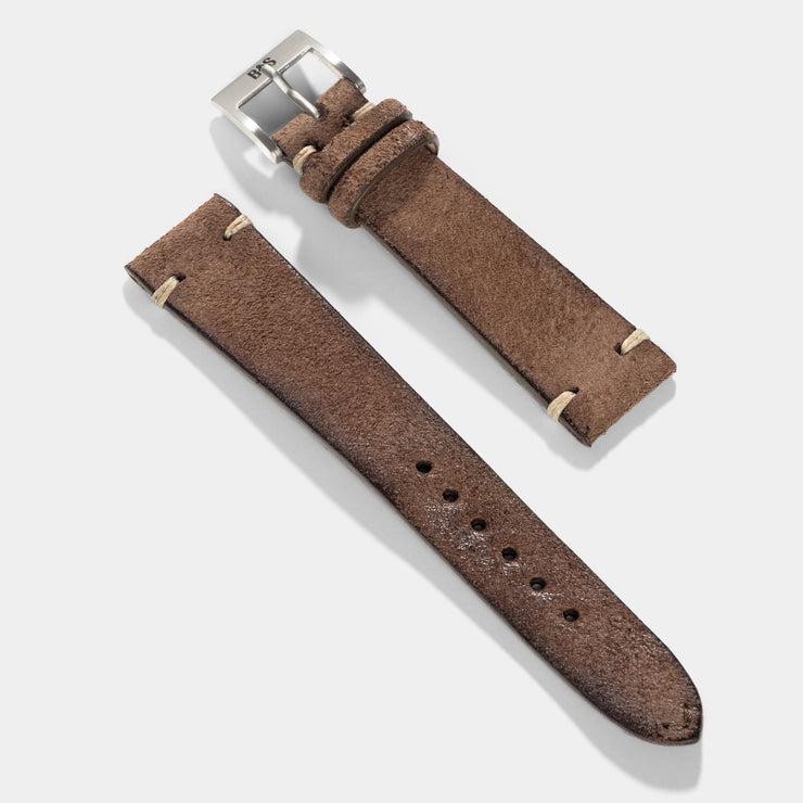 Dark Brown Rugged Leather Watch Strap