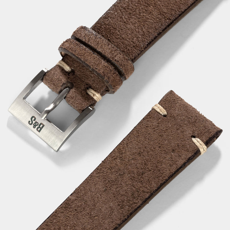 Dark Brown Rugged Leather Watch Strap