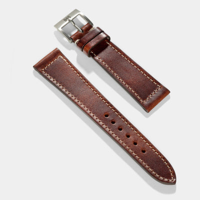 Siena Brown Boxed Stitch Leather Watch Strap