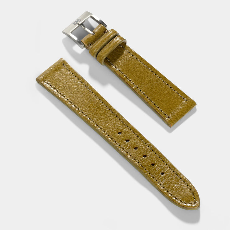 Light Olive Green Leather Watch Strap