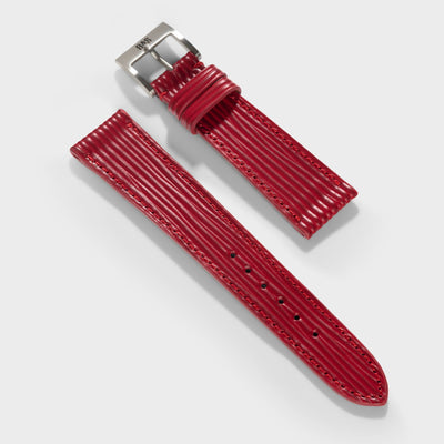 Cherry Boarded Leather Watch Strap