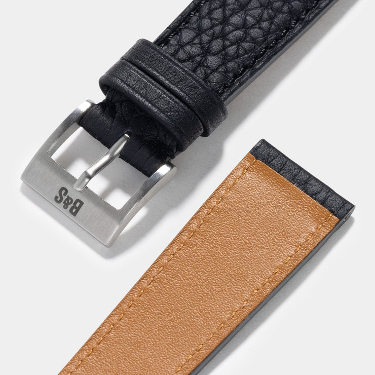 Taurillon Black Thin Leather Watch Strap