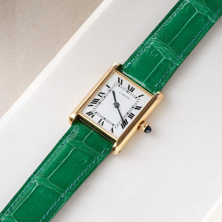 Strap for Cartier 17.5 mm - The Smaragd Green Full Cut Alligator Watch Strap