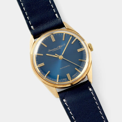 IWC Yellow Gold Dress Watch Blue Soleil Dial 