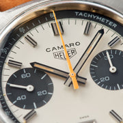 Heuer Camaro Ref 73443 Silver Tachymeter Dial with Tropical brown sub dials and outer track