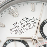 Rolex Daytona Steel 16520 White Dial T-Series logo details