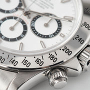 Rolex Daytona Steel 16520 White Dial T-Series bezel detail