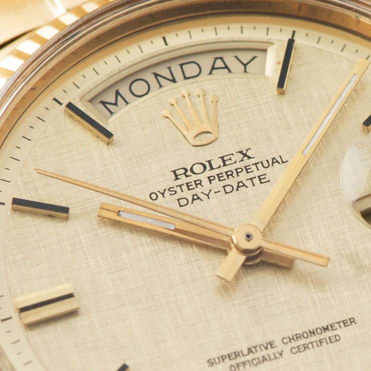 Rolex Day Date Yellow Gold Linen Dial 1803