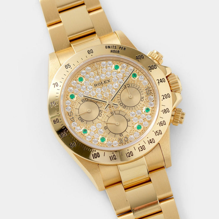 Rolex Cosmograph Daytona 16528 Pave Dial with Emerald Hours