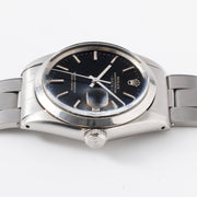 Rolex Oyster Perpetual Date Black Dial Silver Print "Upside Down" Ref 1500