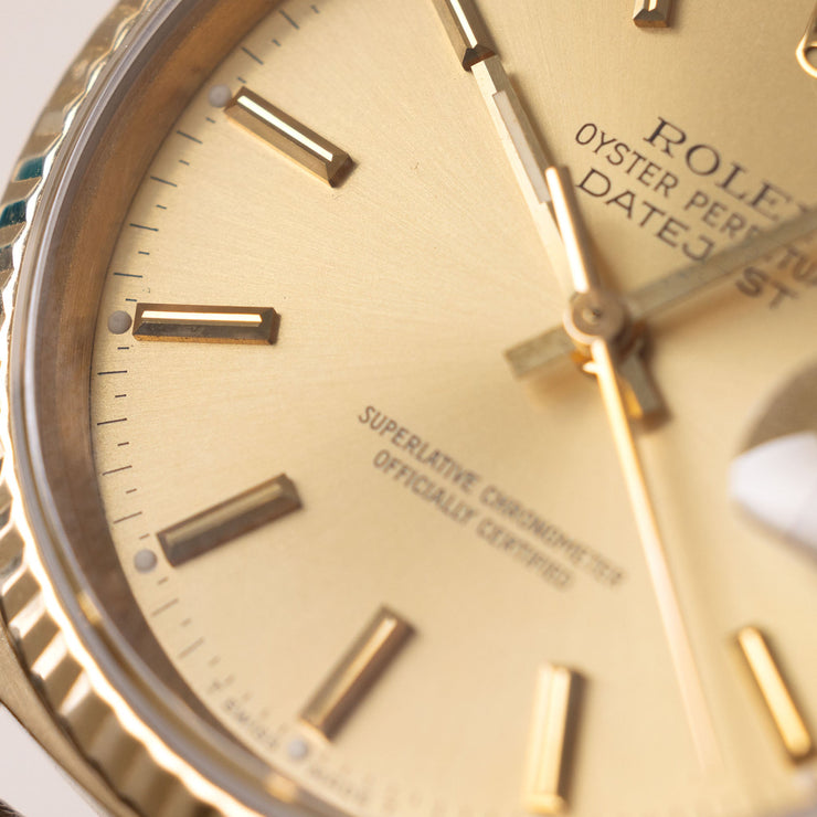 Rolex Datejust Ref 16018 Yellow Gold Champagne Dial