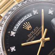 Rolex Day-Date 18048 Black Dial Diamond Bezel