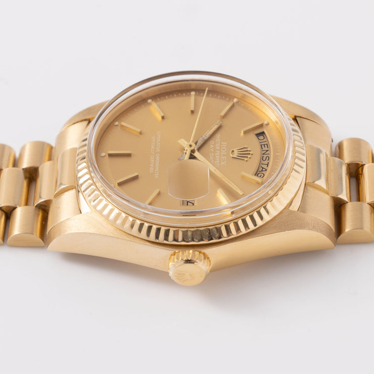 Rolex Day-Date Yellow Gold Havana Dial Box and Papers Ref 1803