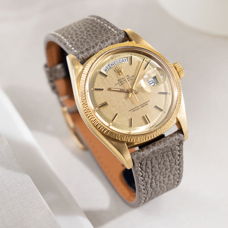 Rolex Day-Date Yellow Gold Champagne Linen Dial Ref 1807