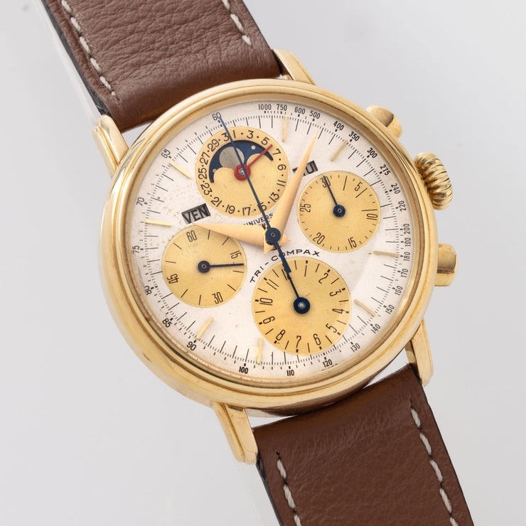 Universal Genève Tri-Compax in 18k Yellow Gold with Original Box and Guarantee Paper Ref 1.281.100