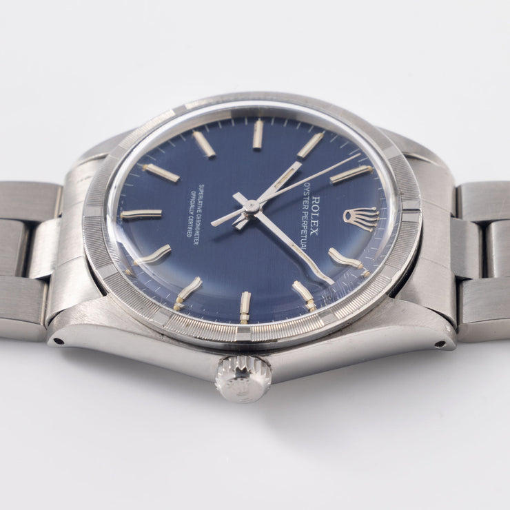 Rolex Oyster Perpetual Blue Horizontal Brushed Dial Ref 1007