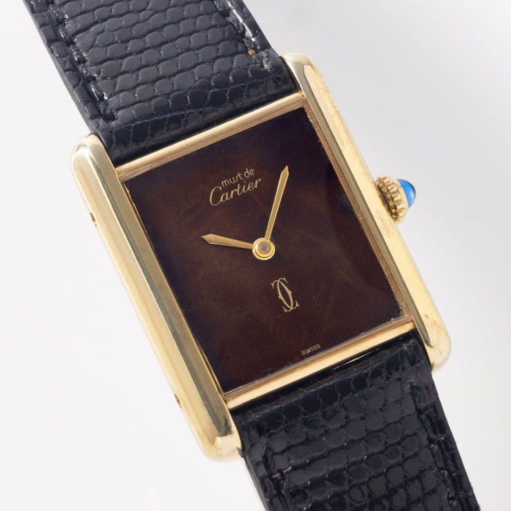 Cartier Tank must de Cartier Wood dial handwound movement big size  ‌