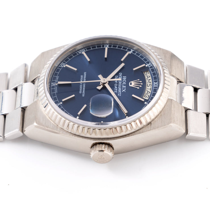 Rolex Day-date "Oysterquartz "in 18 k white gold blue dial ref 19019