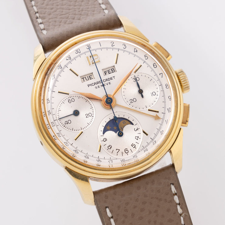 Picard Cadet Triple Date Moonphase 18k Yellow Gold Valjoux 88