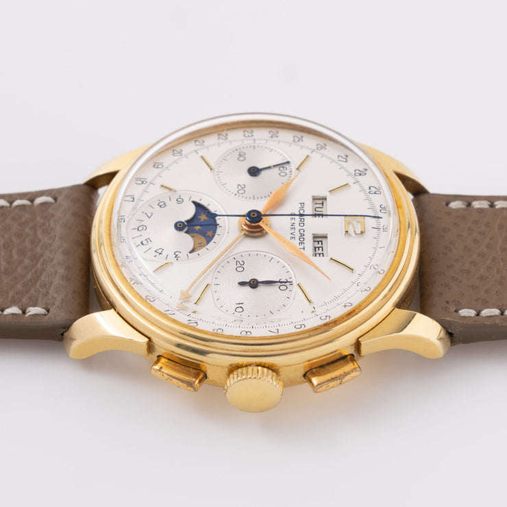 Picard Cadet Triple Date Moonphase 18k Yellow Gold Valjoux 88