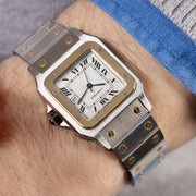 Cartier Santos Carree Steel and Gold White Dial Ref 2961