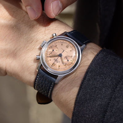 Minerva Chronograph Salmon Dial Cal 13-20ch Ref 1335